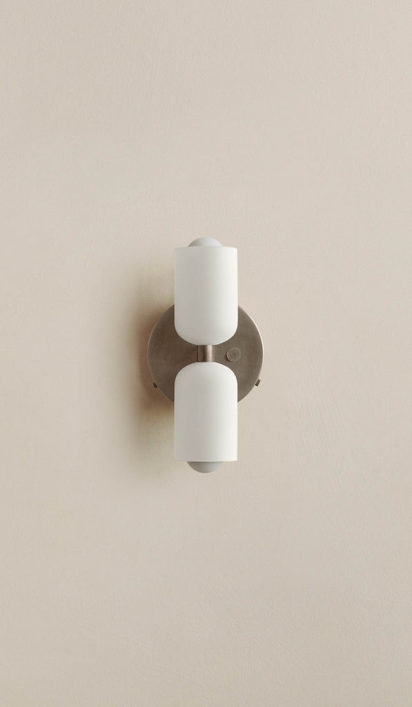 In Common With Enamel White Glass Up Down Sconce - Spartan Shop