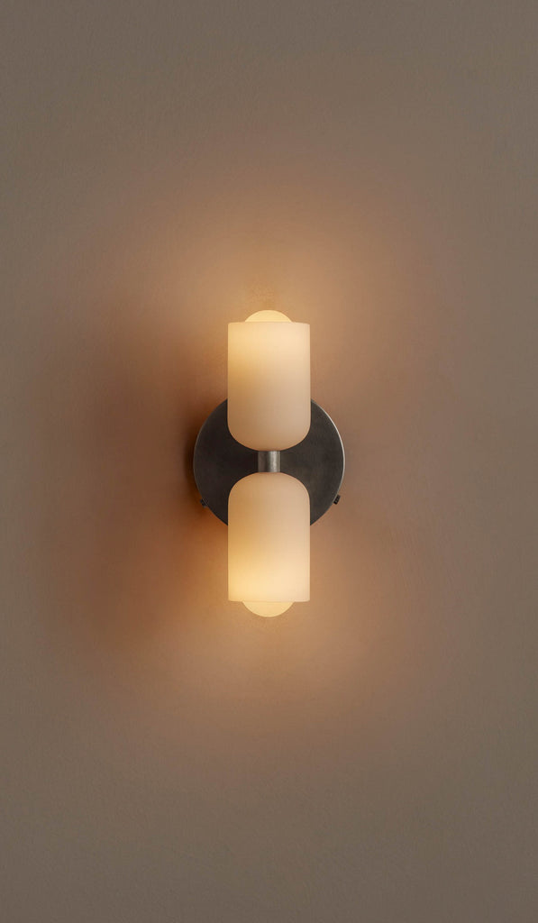 In Common With Enamel White Glass Up Down Sconce - Spartan Shop