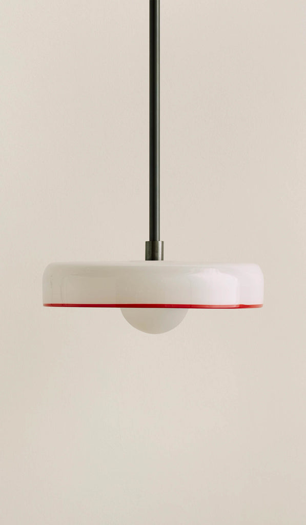 In Common With Opaline Glass Disc Pendant with Red Rim - Spartan Shop