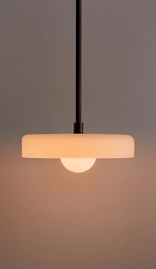 In Common With Sandblasted White Glass Disc Pendant