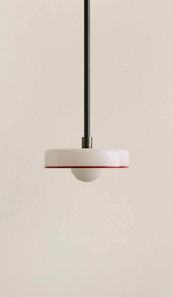 In Common With Opaline Glass Disc Pendant with Red Rim - Spartan Shop