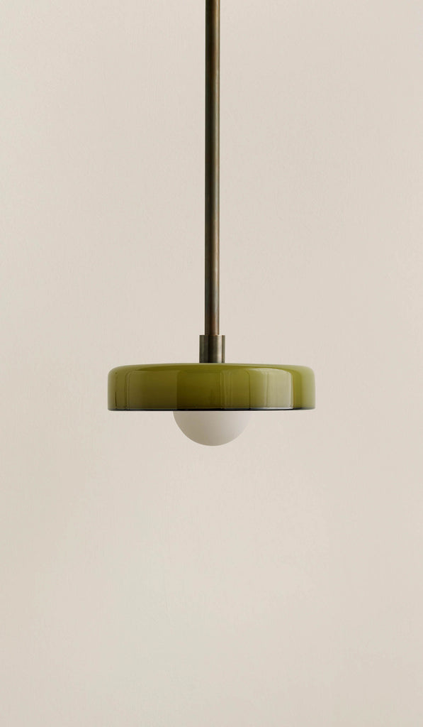 In Common With Pistachio Glass Disc Pendant with Pistachio Rim