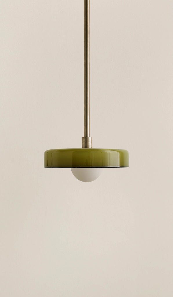 In Common With Pistachio Glass Disc Pendant with Pistachio Rim