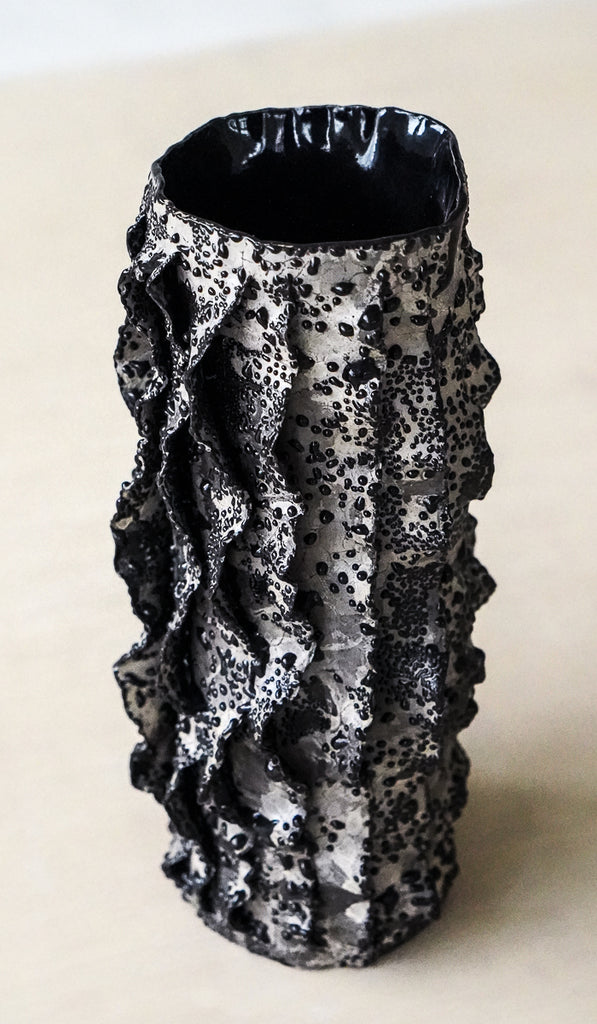 Nathalee Paolinelli Black Lichen Ripple Vase No. 5