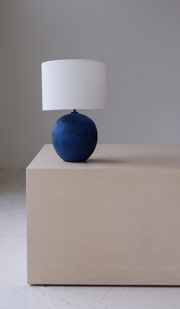 Victoria Morris Brushed Cobalt Large Orb Table Lamp - Spartan Shop