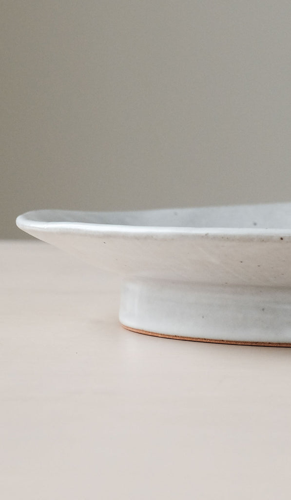 Len Carella White Small Round Pedestal Platter - Spartan Shop