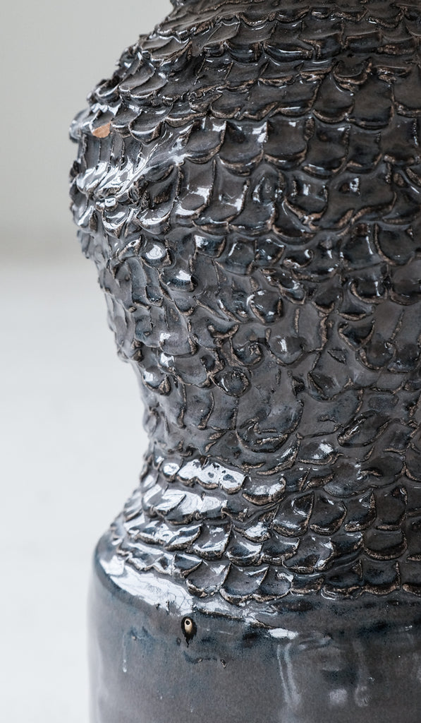 Mother of God Midnight Grey Pedestal Side Table No. 3