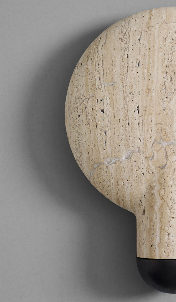 IN STOCK Studio Henry Wilson Classico Travertine with Blackened Cast Bronze Surface Wall Sconce - Spartan Shop