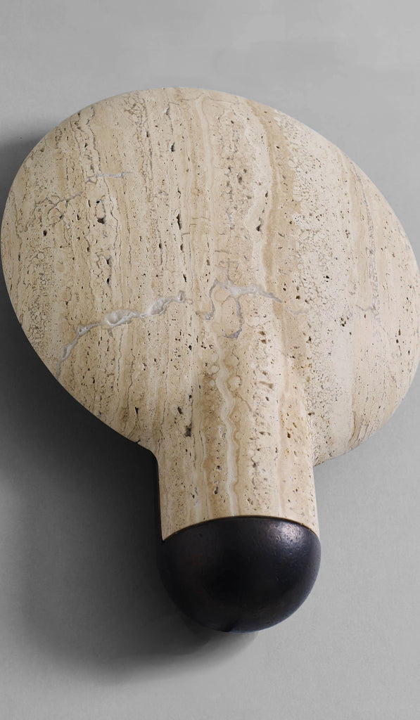 IN STOCK Studio Henry Wilson Classico Travertine with Blackened Cast Bronze Surface Wall Sconce - Spartan Shop