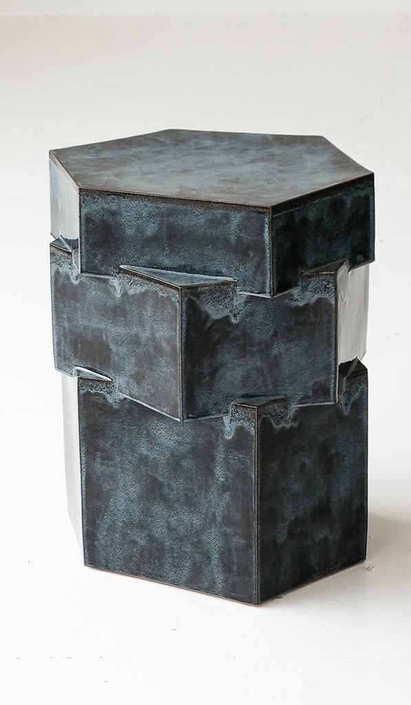 B Zippy Pam's Blue XL Tall Triple Tier Hex Side Table - Spartan Shop
