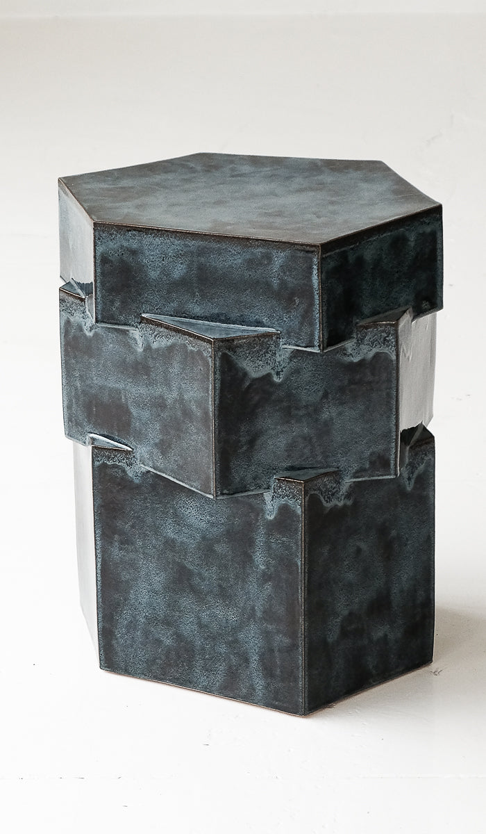 B Zippy Pam's Blue XL Tall Triple Tier Hex Side Table - Spartan Shop