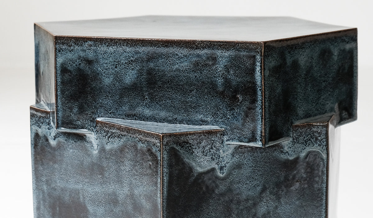 B Zippy Pam's Blue XL Tall Triple Tier Hex Side Table - Spartan Shop