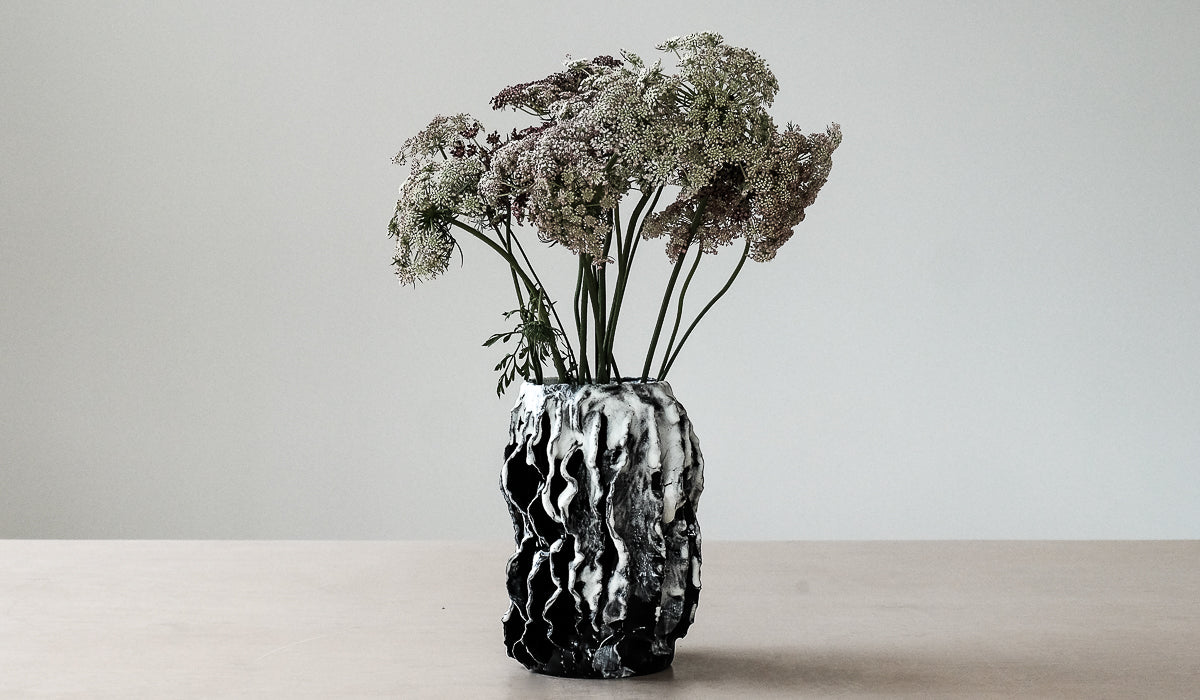 Nathalee Paolinelli Black Frost Ripple Vase