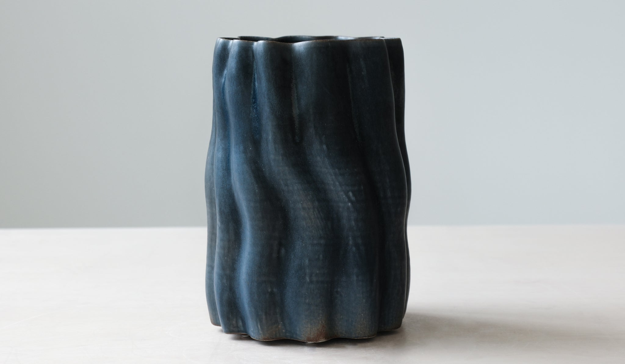 Clair Catillaz Navy Wavy Tall Vessel