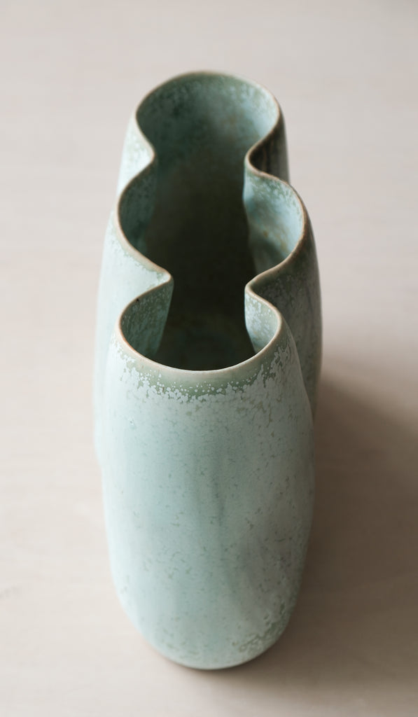 Clair Catillaz Long Copper Crystal Pinch Vessel