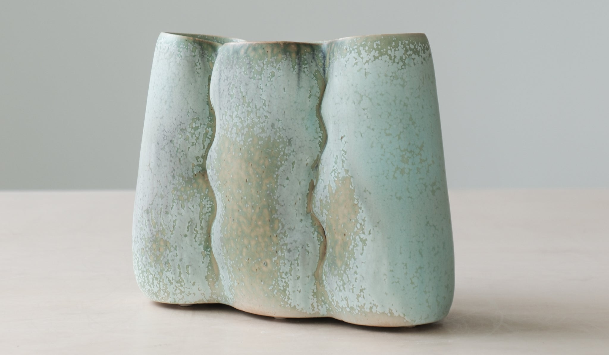 Clair Catillaz Long Copper Crystal Pinch Vessel