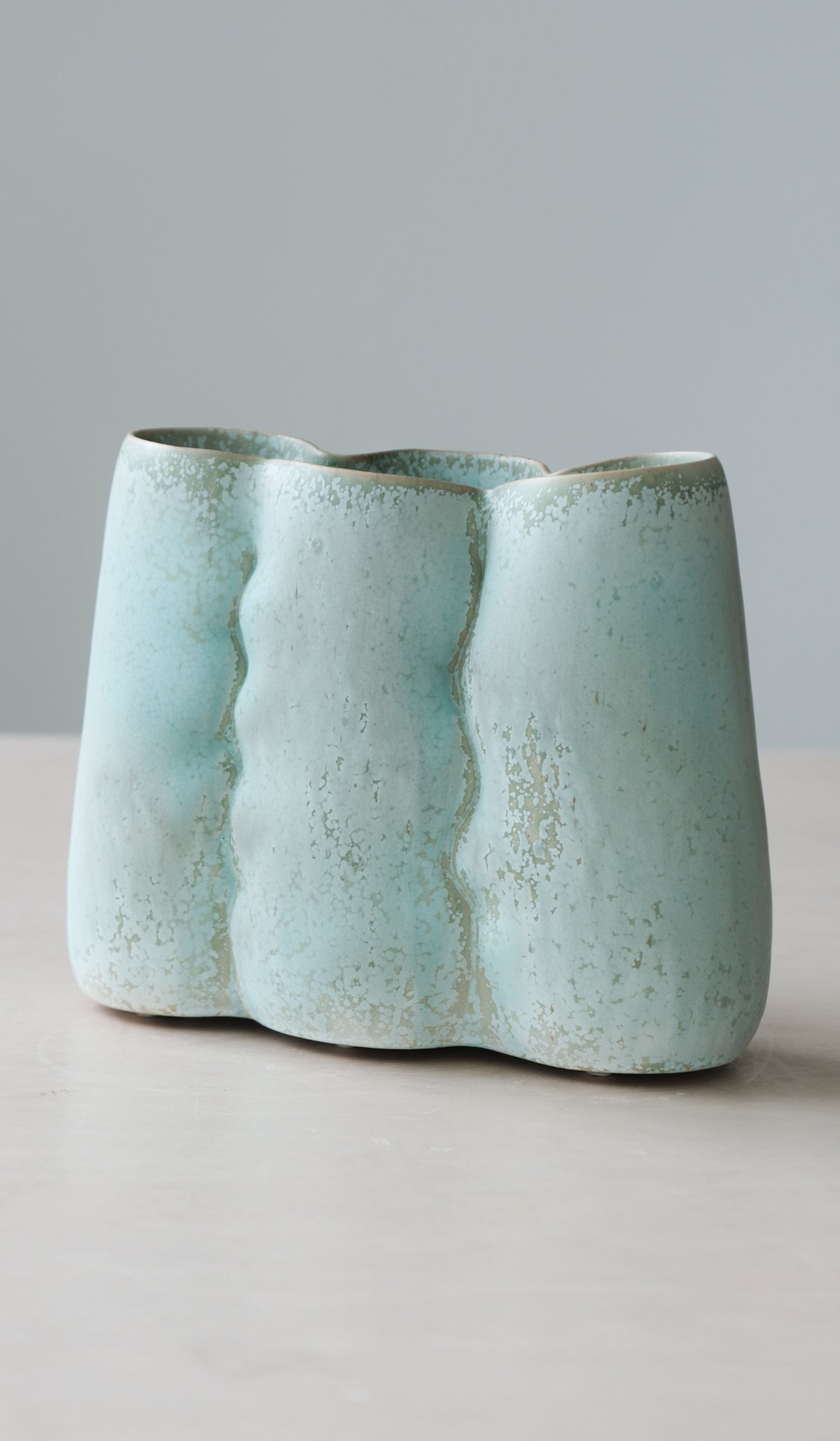 Clair Catillaz Long Copper Crystal Pinch Vessel