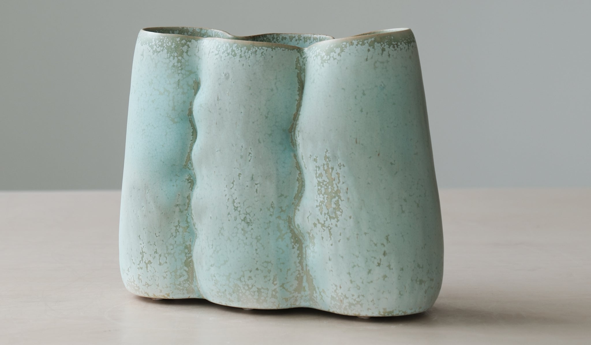 Clair Catillaz Long Copper Crystal Pinch Vessel