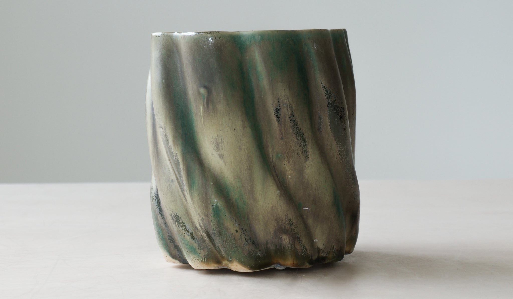 Clair Catillaz Multi Fired Dark Copper Ripple Vessel