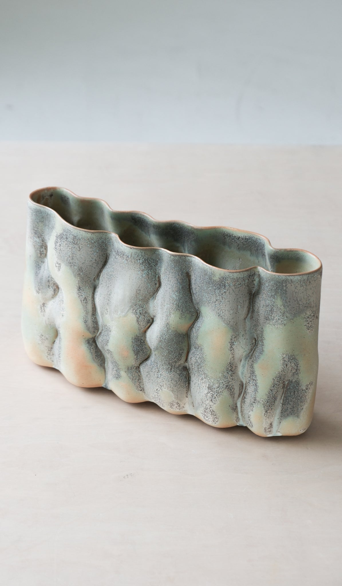 Clair Catillaz Long Matte Crystal Pinch Vessel