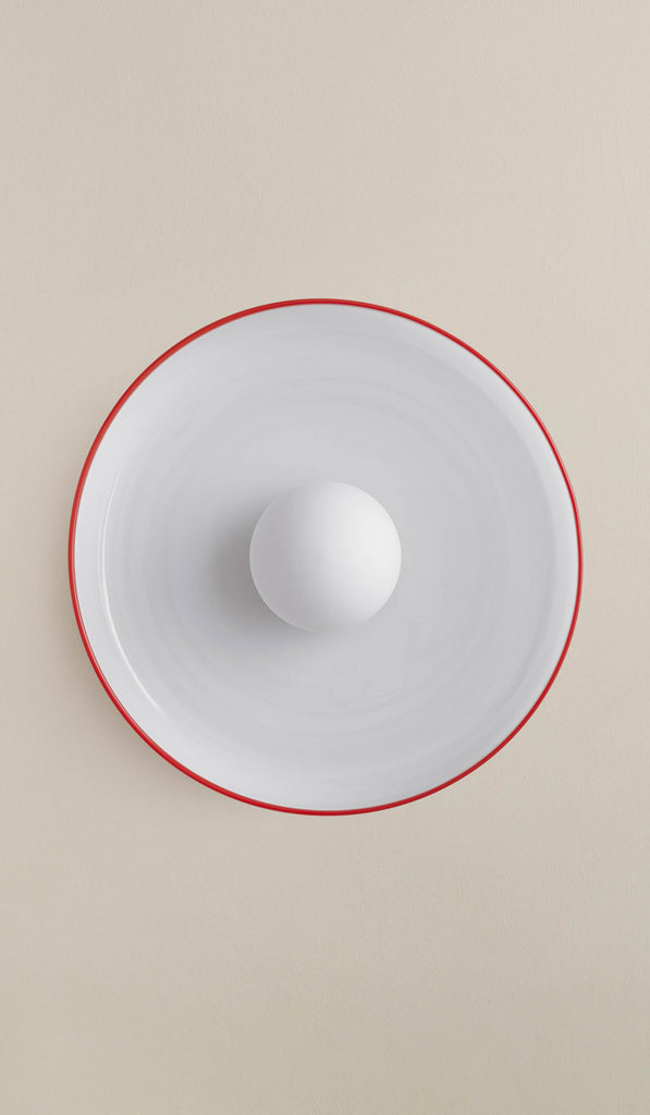 In Common With Opaline Glass Disc Surface Mount with Red Rim