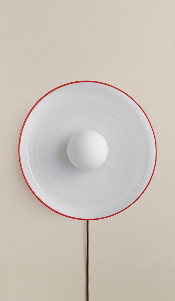 In Common With Opaline Glass Disc Surface Mount with Red Rim