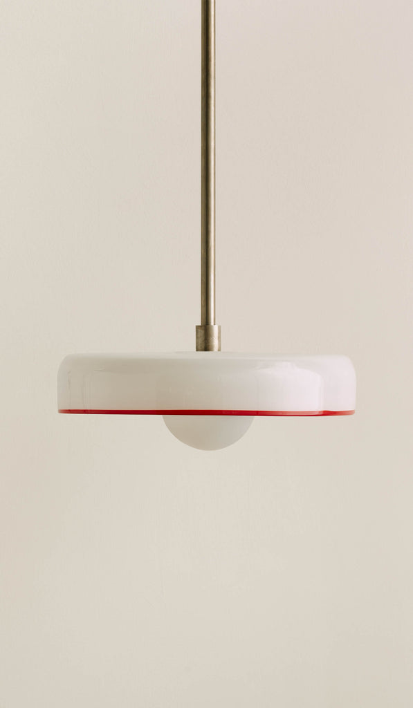 In Common With Opaline Glass Disc Pendant with Red Rim - Spartan Shop