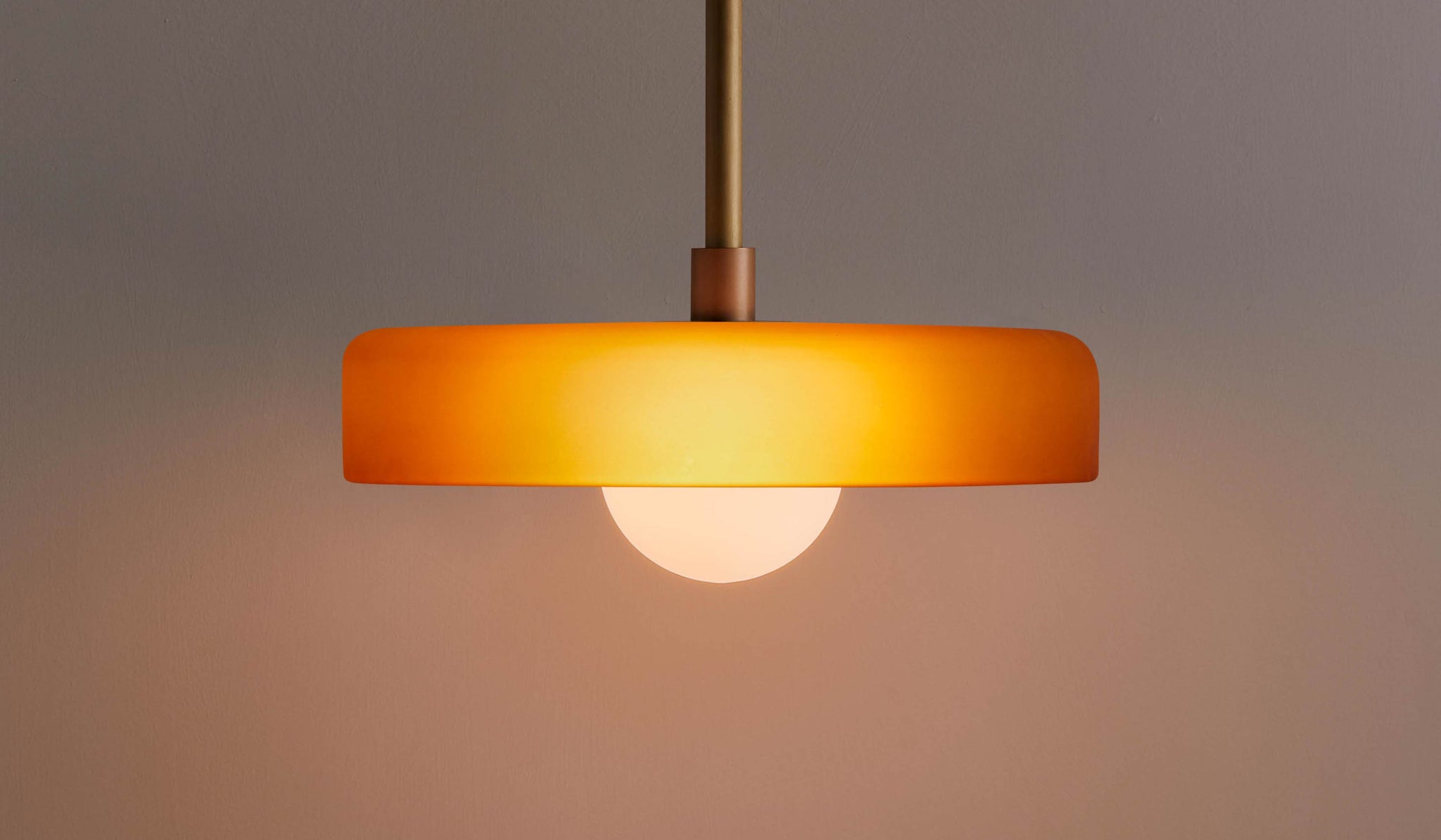 In Common With Sandblasted Amber Glass Disc Pendant