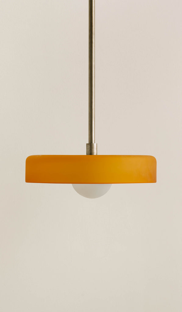 In Common With Sandblasted Amber Glass Disc Pendant