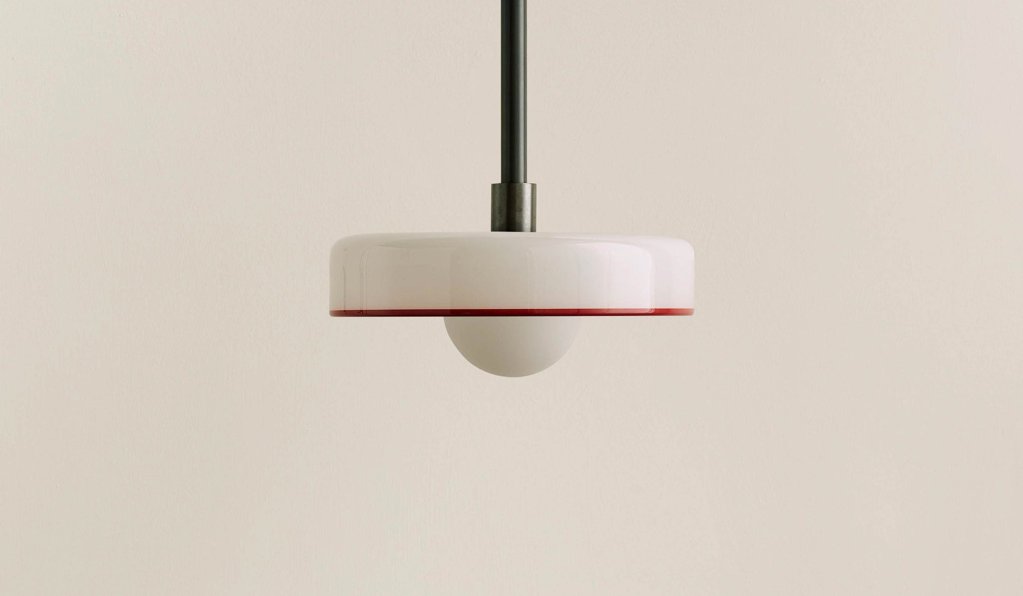 In Common With Opaline Glass Disc Pendant with Red Rim - Spartan Shop