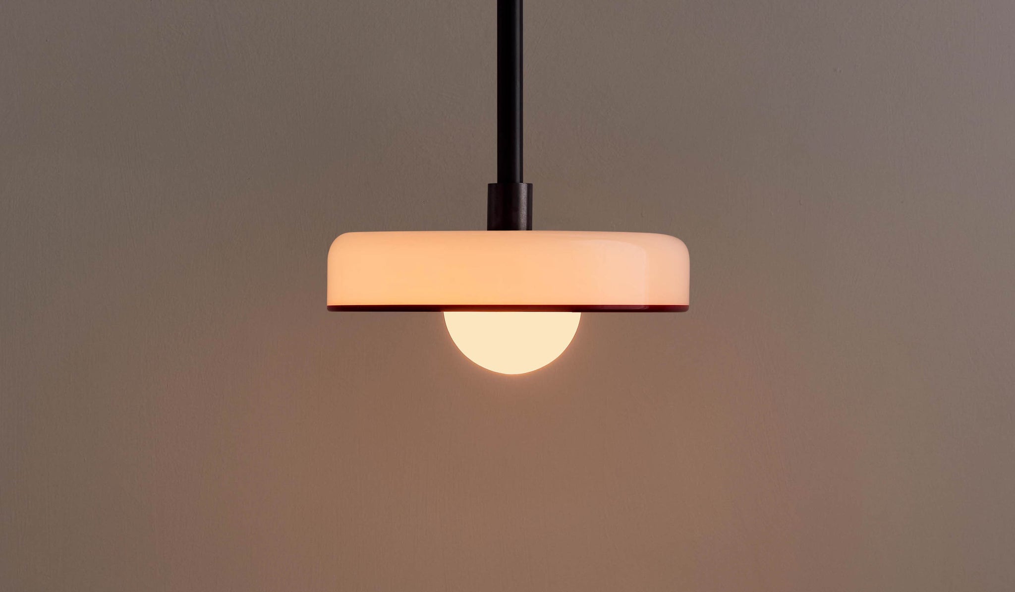 In Common With Opaline Glass Disc Pendant with Red Rim - Spartan Shop