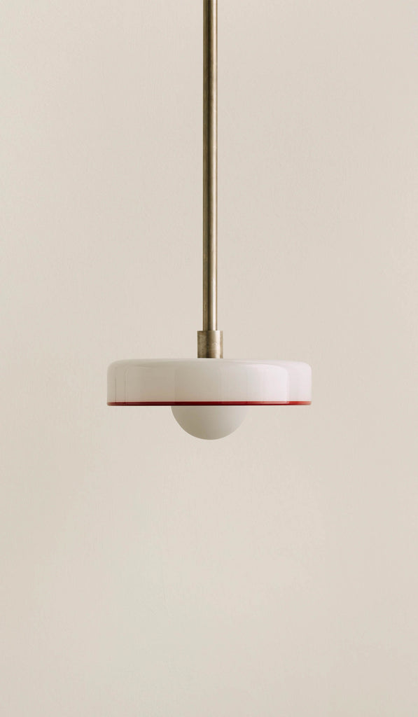 In Common With Opaline Glass Disc Pendant with Red Rim - Spartan Shop