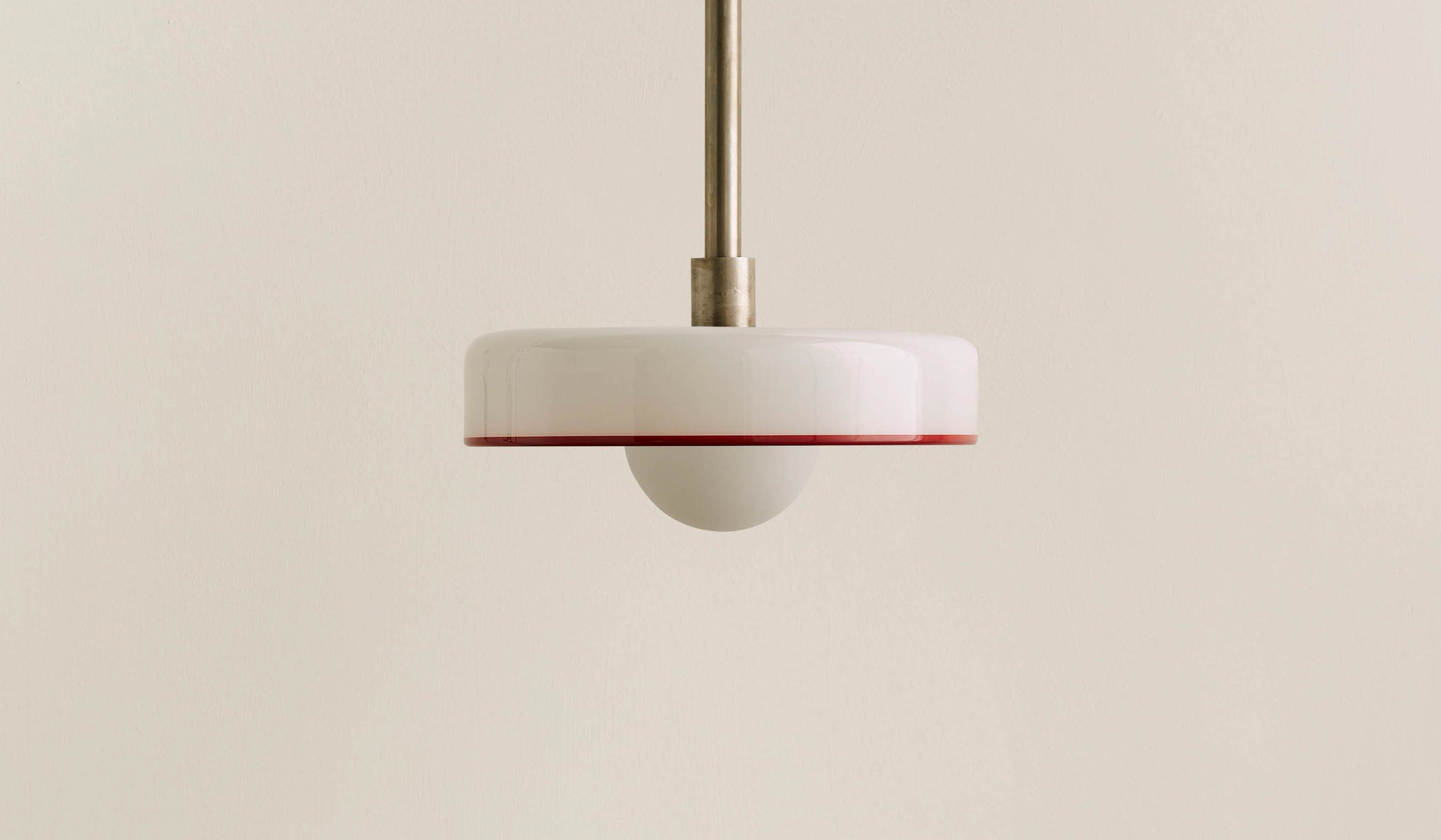 In Common With Opaline Glass Disc Pendant with Red Rim - Spartan Shop