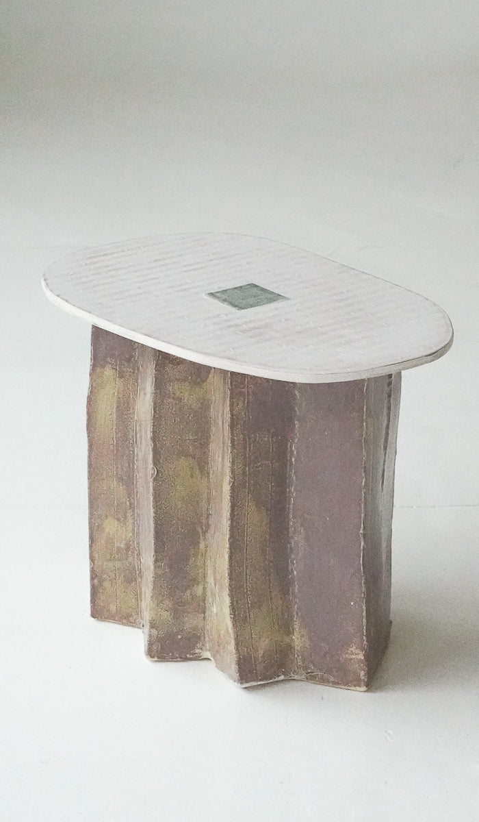 Jordan McDonald Faceted Ceramic Side Table with Blue Tile