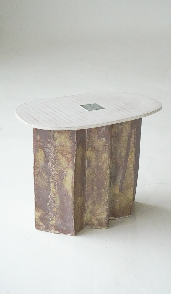 Jordan McDonald Faceted Ceramic Side Table with Blue Tile