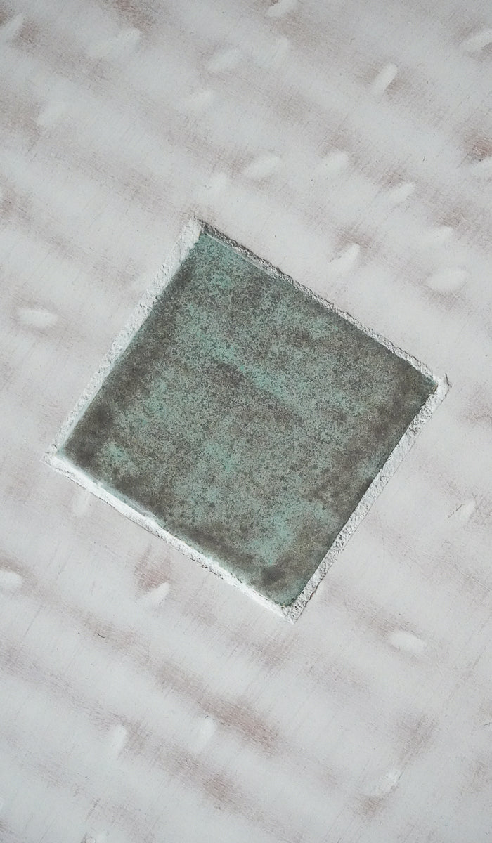 Jordan McDonald Faceted Ceramic Side Table with Blue Tile