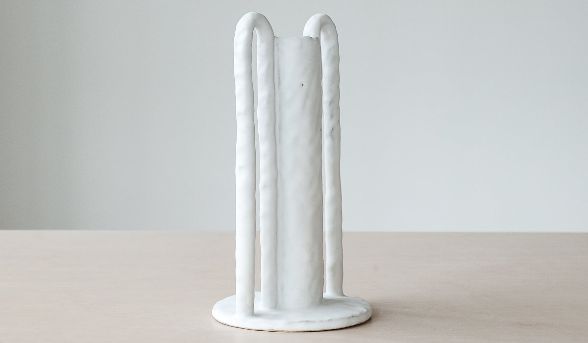 Giselle Hicks Matte White Cylinder with Coil Handles