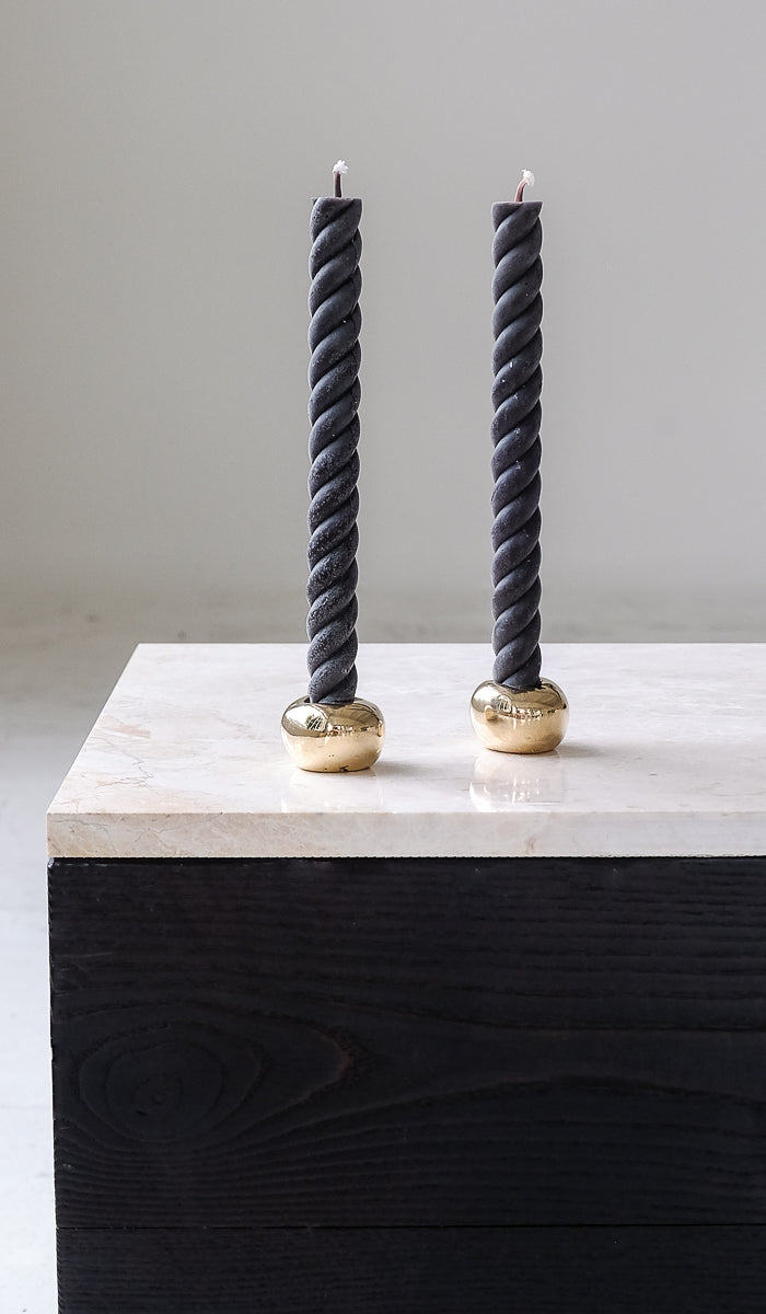 Nancy Pearce Set of 2 Round Cast Bronze Candle Holders - Spartan Shop