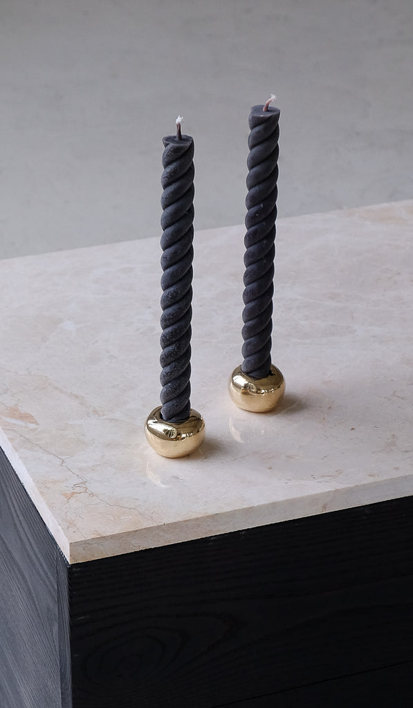 Nancy Pearce Set of 2 Round Cast Bronze Candle Holders - Spartan Shop