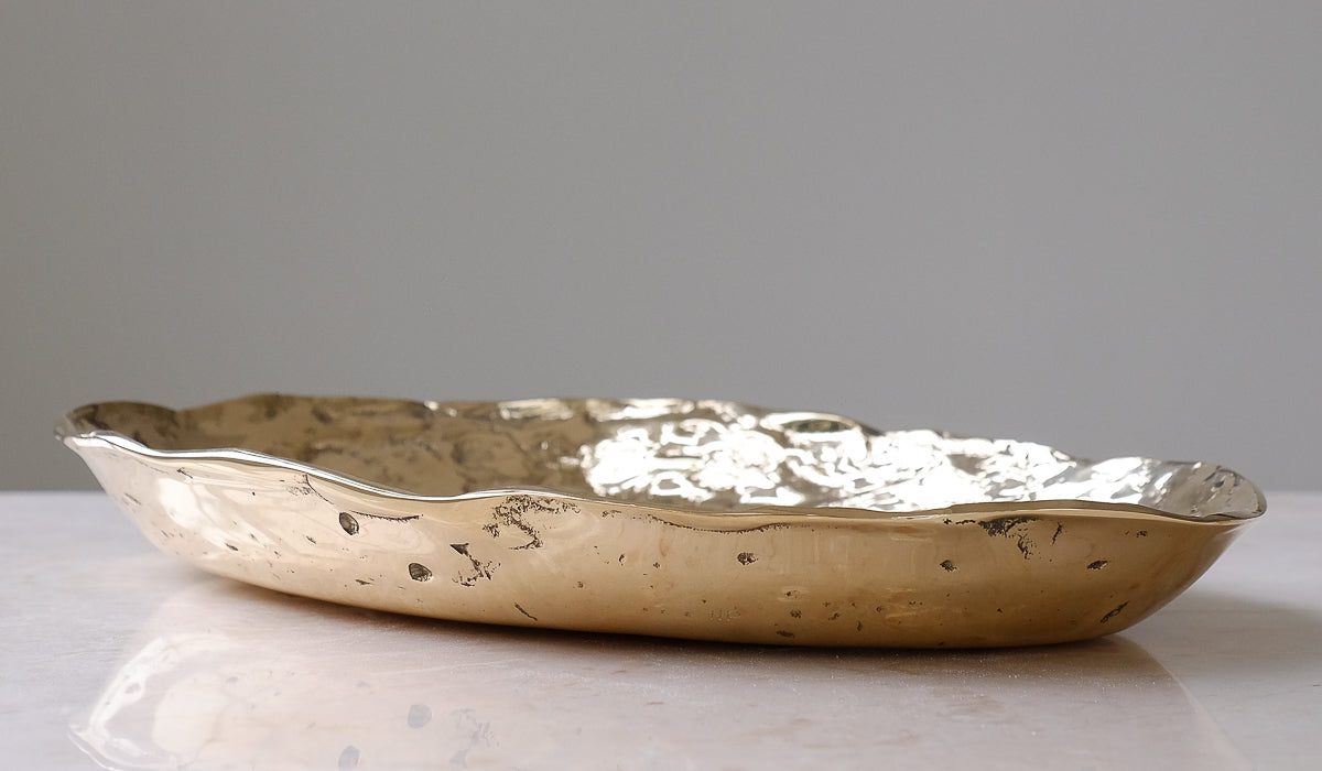 Nancy Pearce Extra Large Oval Furrowed Cast Bronze Bowl - Spartan Shop