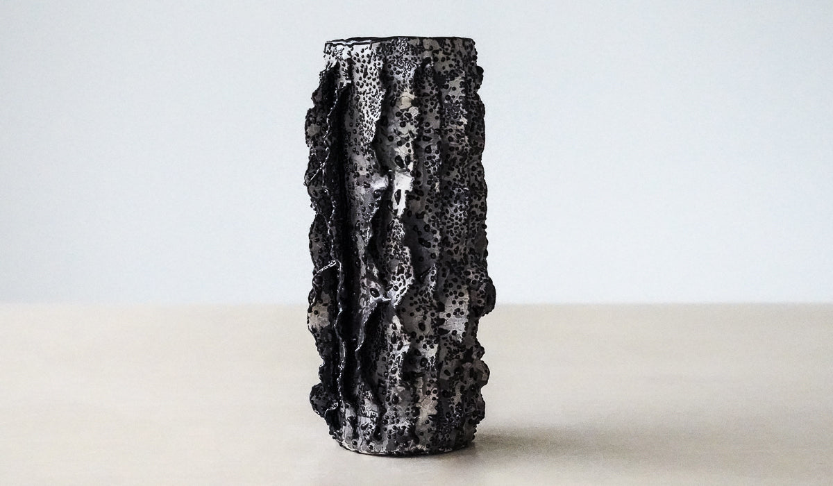 Nathalee Paolinelli Black Lichen Ripple Vase No. 5
