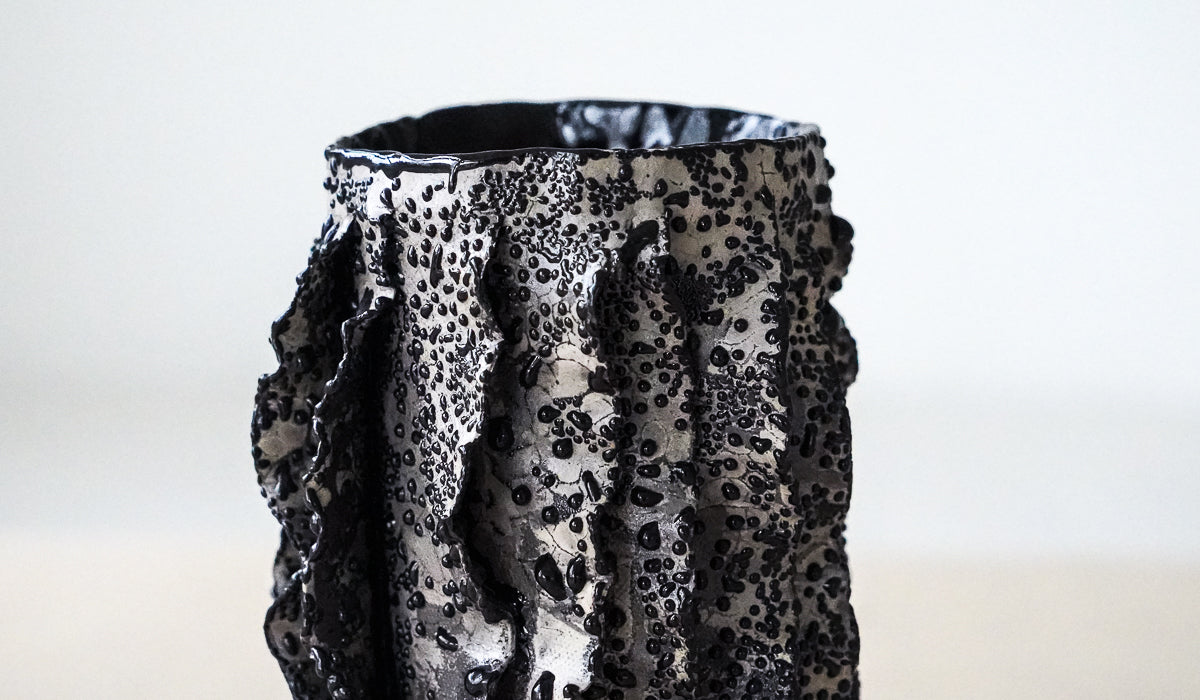 Nathalee Paolinelli Black Lichen Ripple Vase No. 5