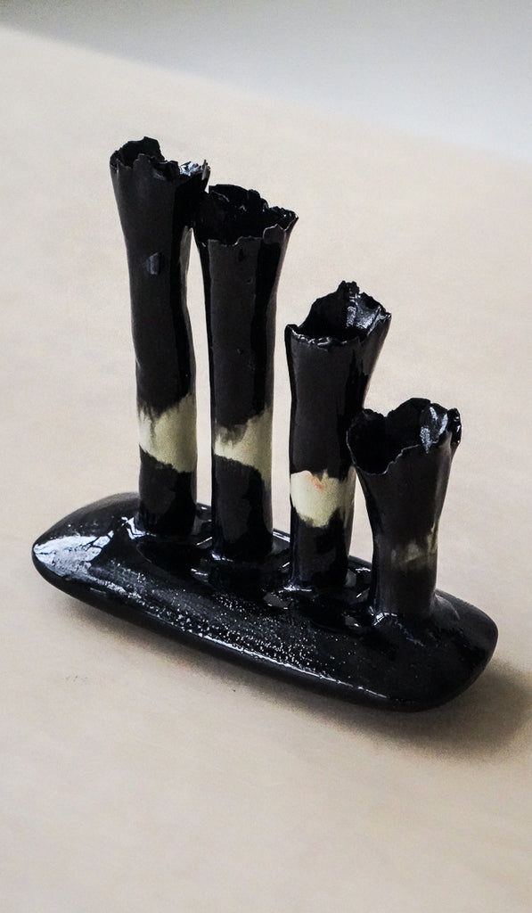 Nathalee Paolinelli Black Oblong Coral Vase No. 9