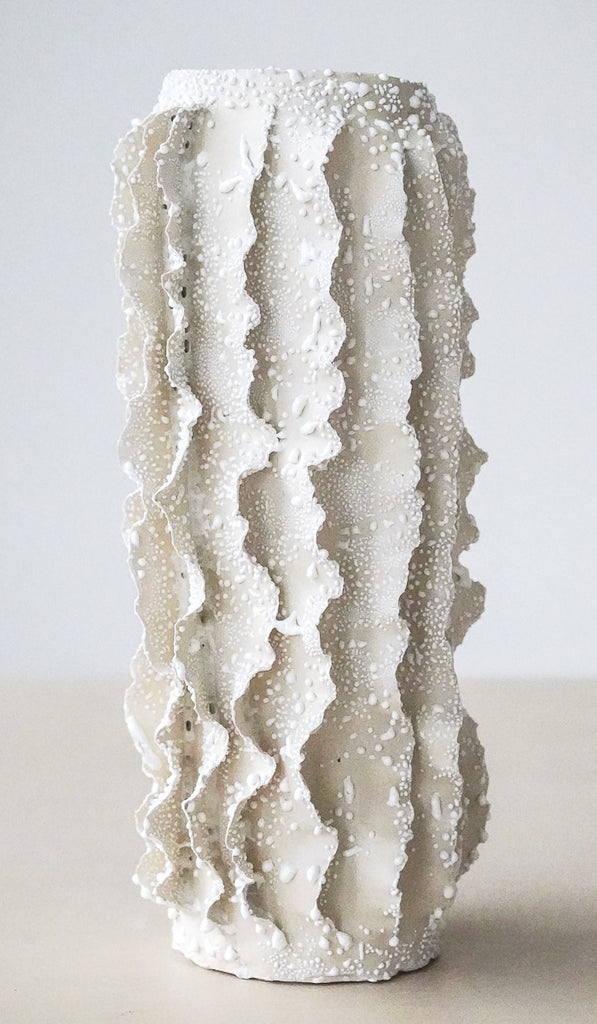 Nathalee Paolinelli White Lichen Ripple Vase No. 6