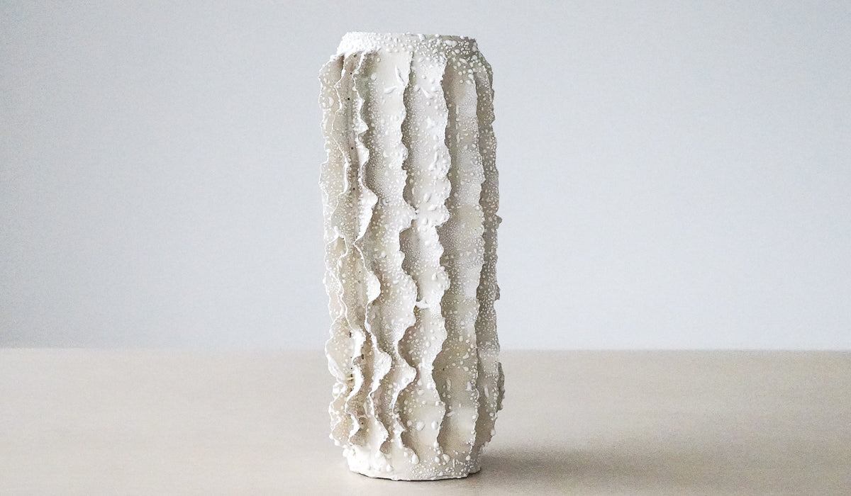 Nathalee Paolinelli White Lichen Ripple Vase No. 6