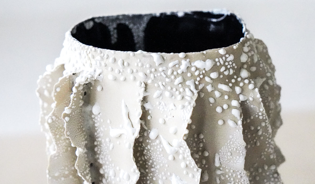 Nathalee Paolinelli White Lichen Ripple Vase No. 6