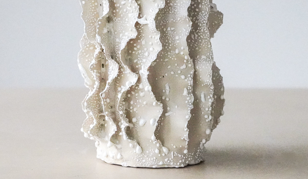 Nathalee Paolinelli White Lichen Ripple Vase No. 6