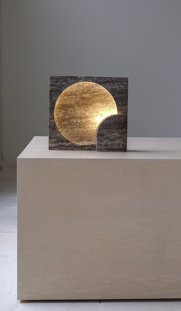 Studio Henry Wilson Black Travertine Block Sconce Table Lamp - Spartan Shop