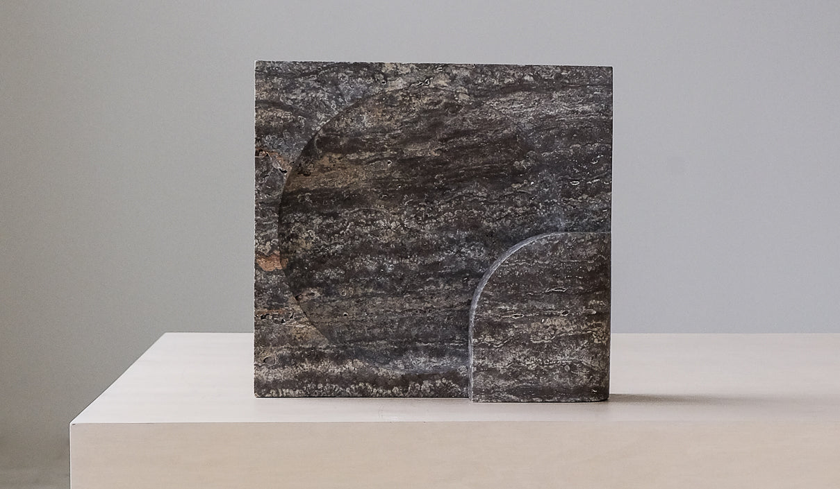 Studio Henry Wilson Black Travertine Block Sconce Table Lamp - Spartan Shop