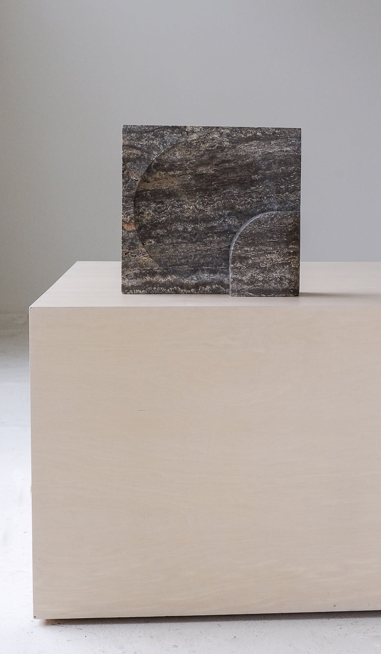 Studio Henry Wilson Black Travertine Block Sconce Table Lamp - Spartan Shop